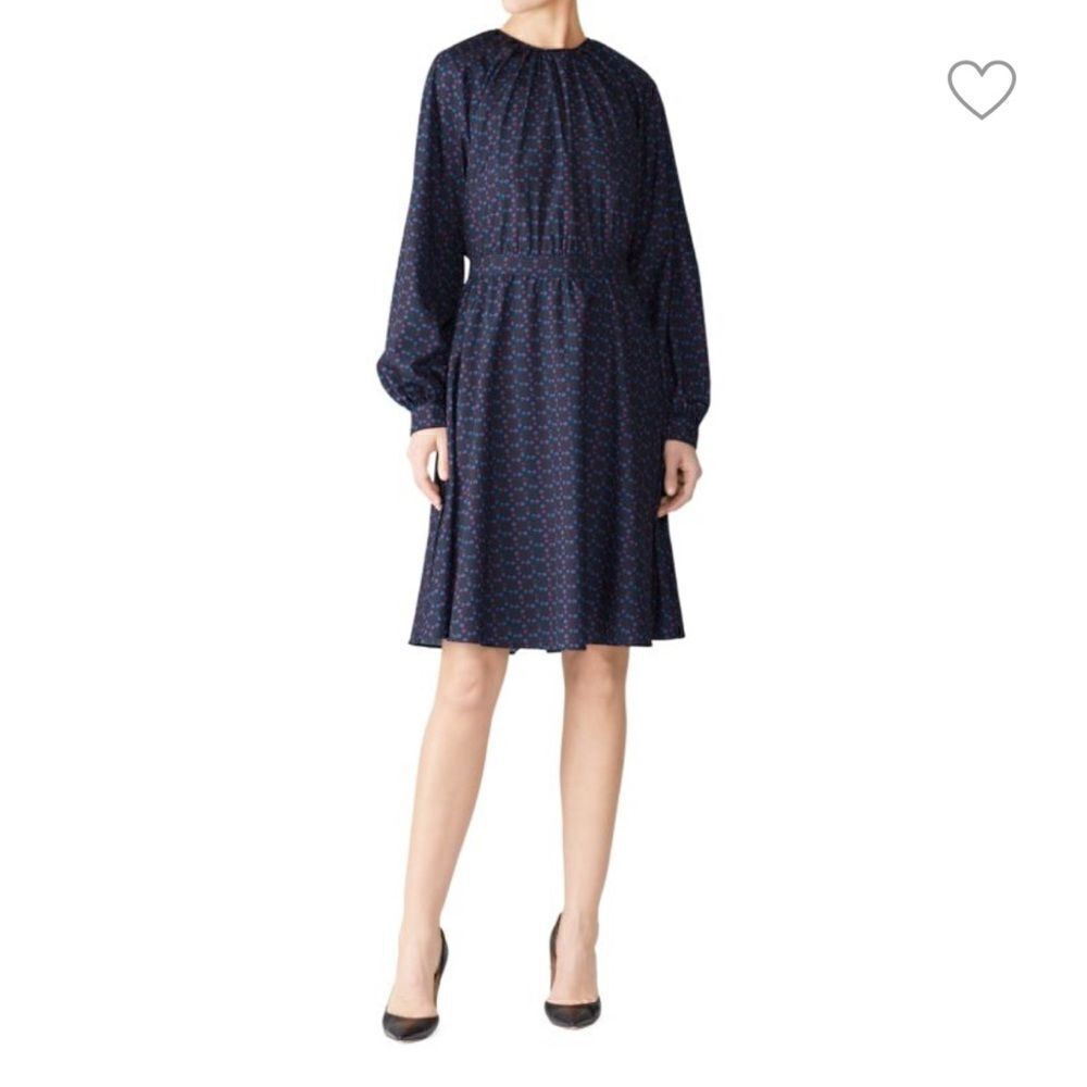 Derek Lam Women's Geo Print Peasant Midi Dress Size 44 Multicolor Fall